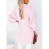 Dokotoo Womens V Neck Striped Button Down Shirts Long Sleeve Tunic Tops(Pink)