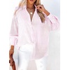 Dokotoo Womens V Neck Striped Button Down Shirts Long Sleeve Tunic Tops(Pink)