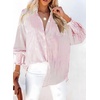 Dokotoo Womens V Neck Striped Button Down Shirts Long Sleeve Tunic Tops(Red)