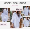 Dokotoo Womens V Neck Striped Button Down Shirts Long Sleeve Tunic Tops(Sky Blue)