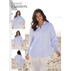 Dokotoo Womens V Neck Striped Button Down Shirts Long Sleeve Tunic Tops(Sky Blue)