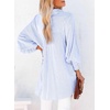 Dokotoo Womens V Neck Striped Button Down Shirts Long Sleeve Tunic Tops(Sky Blue)