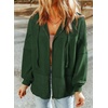 Dokotoo Womens Waffle Knit Hoodies Zip Up Drawstring Oversized Jackets(Blackish Green)