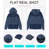 Dokotoo Womens Waffle Knit Hoodies Zip Up Drawstring Oversized Jackets(Blue)