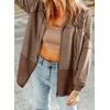 Dokotoo Womens Waffle Knit Hoodies Zip Up Drawstring Oversized Jackets(Brown)