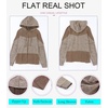 Dokotoo Womens Waffle Knit Hoodies Zip Up Drawstring Oversized Jackets(Brown)