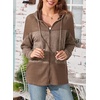 Dokotoo Womens Waffle Knit Hoodies Zip Up Drawstring Oversized Jackets(Brown)