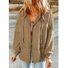 Dokotoo Womens Waffle Knit Hoodies Zip Up Drawstring Oversized Jackets(Camel)
