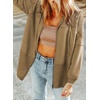 Dokotoo Womens Waffle Knit Hoodies Zip Up Drawstring Oversized Jackets(Camel)