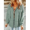 Dokotoo Womens Waffle Knit Hoodies Zip Up Drawstring Oversized Jackets(Laurel Green)