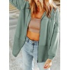 Dokotoo Womens Waffle Knit Hoodies Zip Up Drawstring Oversized Jackets(Laurel Green)