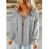 Dokotoo Womens Waffle Knit Hoodies Zip Up Drawstring Oversized Jackets(Light Grey)