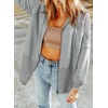 Dokotoo Womens Waffle Knit Hoodies Zip Up Drawstring Oversized Jackets(Light Grey)