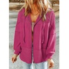 Dokotoo Womens Waffle Knit Hoodies Zip Up Drawstring Oversized Jackets(Rose Red)