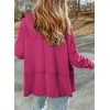 Dokotoo Womens Waffle Knit Hoodies Zip Up Drawstring Oversized Jackets(Rose Red)