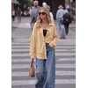 Dokotoo Womens Waffle Knit Shacket Jacket Casual Button Down Shirts Tops(Apricot)