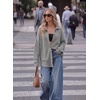 Dokotoo Womens Waffle Knit Shacket Jacket Casual Button Down Shirts Tops(Gray)