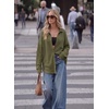 Dokotoo Womens Waffle Knit Shacket Jacket Casual Button Down Shirts Tops(Green)