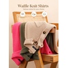 Dokotoo Womens Waffle Knit Shacket Jacket Casual Button Down Shirts Tops(Pink)