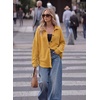 Dokotoo Womens Waffle Knit Shacket Jacket Casual Button Down Shirts Tops(Yellow)