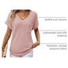 Dokotoo Womens Waffle Knit Tops 2026 Summer Shirts Womens Blouses Basic Tee(A Apricot Pink)