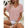 Dokotoo Womens Waffle Knit Tops 2026 Summer Shirts Womens Blouses Basic Tee(A Apricot Pink)