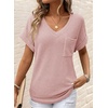 Dokotoo Womens Waffle Knit Tops 2026 Summer Shirts Womens Blouses Basic Tee(A Apricot Pink)