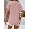 Dokotoo Womens Waffle Knit Tops 2026 Summer Shirts Womens Blouses Basic Tee(A Apricot Pink)