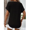 Dokotoo Womens Waffle Knit Tops 2026 Summer Shirts Womens Blouses Basic Tee(A Black)