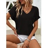 Dokotoo Womens Waffle Knit Tops 2026 Summer Shirts Womens Blouses Basic Tee(A Black)