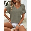 Dokotoo Womens Waffle Knit Tops 2026 Summer Shirts Womens Blouses Basic Tee(A Four Leaf Clover)