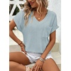 Dokotoo Womens Waffle Knit Tops 2026 Summer Shirts Womens Blouses Basic Tee(A Iceland Blue)