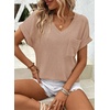 Dokotoo Womens Waffle Knit Tops 2026 Summer Shirts Womens Blouses Basic Tee(A Light French Beige)