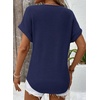 Dokotoo Womens Waffle Knit Tops 2026 Summer Shirts Womens Blouses Basic Tee(A Navy Blue)