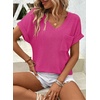 Dokotoo Womens Waffle Knit Tops 2026 Summer Shirts Womens Blouses Basic Tee(A Rose Red)