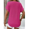 Dokotoo Womens Waffle Knit Tops 2026 Summer Shirts Womens Blouses Basic Tee(A Rose Red)