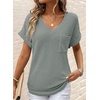 Dokotoo Womens Waffle Knit Tops 2026 Summer Shirts Womens Blouses Basic Tee(A Seagrass)