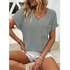 Dokotoo Womens Waffle Knit Tops 2026 Summer Shirts Womens Blouses Basic Tee(A Seagrass)