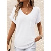 Dokotoo Womens Waffle Knit Tops 2026 Summer Shirts Womens Blouses Basic Tee(A White)