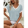Dokotoo Womens Waffle Knit Tops 2026 Summer Shirts Womens Blouses Basic Tee(Aruba Blue)