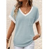 Dokotoo Womens Waffle Knit Tops 2026 Summer Shirts Womens Blouses Basic Tee(Aruba Blue)