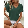 Dokotoo Womens Waffle Knit Tops 2026 Summer Shirts Womens Blouses Basic Tee(Blackish Green)