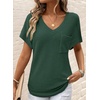 Dokotoo Womens Waffle Knit Tops 2026 Summer Shirts Womens Blouses Basic Tee(Blackish Green)