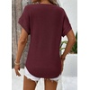 Dokotoo Womens Waffle Knit Tops 2026 Summer Shirts Womens Blouses Basic Tee(Burgundy)