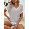 Dokotoo Womens Waffle Knit Tops 2026 Summer Shirts Womens Blouses Basic Tee(Light Grey)
