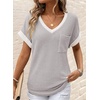 Dokotoo Womens Waffle Knit Tops 2026 Summer Shirts Womens Blouses Basic Tee(Light Grey)