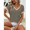 Dokotoo Womens Waffle Knit Tops 2026 Summer Shirts Womens Blouses Basic Tee(Moss Green)