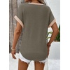 Dokotoo Womens Waffle Knit Tops 2026 Summer Shirts Womens Blouses Basic Tee(Moss Green)