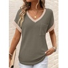 Dokotoo Womens Waffle Knit Tops 2026 Summer Shirts Womens Blouses Basic Tee(Moss Green)