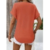 Dokotoo Womens Waffle Knit Tops 2026 Summer Shirts Womens Blouses Basic Tee(Orange)